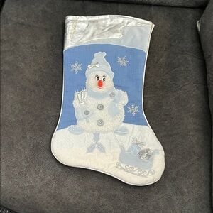 Festive Snowman Holiday Stocking - Silver and Blue